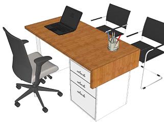 办公室办公桌椅su模型下载_sketchup草图大师SKP模型