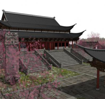 古建寺院su模型下载_sketchup草图大师SKP模型