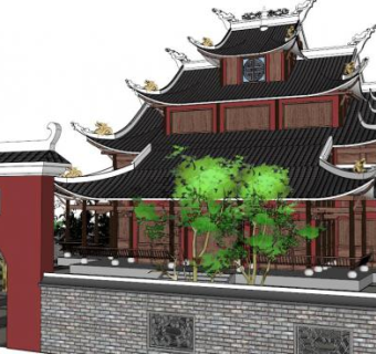 龙王庙SU模型下载_sketchup草图大师SKP模型
