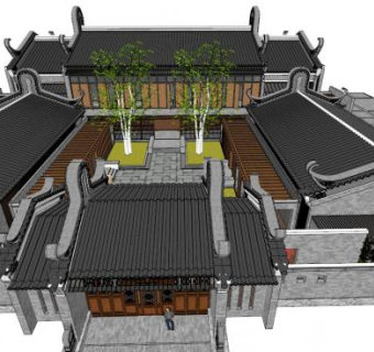 广东岭南古建筑su模型下载_sketchup草图大师SKP模型