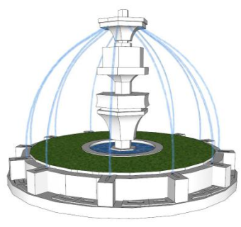 音乐喷泉su模型下载_sketchup草图大师SKP模型