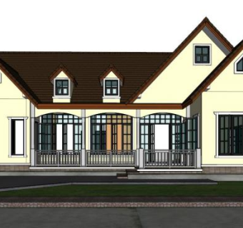 美国乡村别墅su模型下载_sketchup草图大师SKP模型