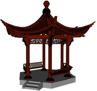 中式景观六角亭设计su模型下载_sketchup草图大师SKP模型