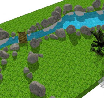 假山水池驳岸su模型下载_sketchup草图大师SKP模型
