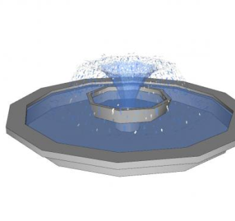 圆形喷泉水景SU模型下载_sketchup草图大师SKP模型