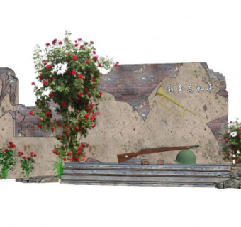 纪念景墙景观SU模型下载_sketchup草图大师SKP模型