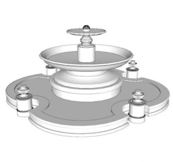 新中式景观喷泉SU模型下载_sketchup草图大师SKP模型