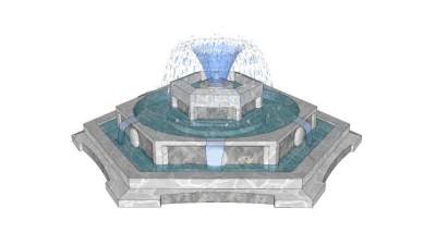 大理石喷泉SU模型下载_sketchup草图大师SKP模型