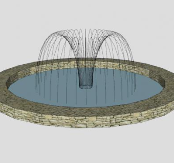 砖墙喷泉设计SU模型下载_sketchup草图大师SKP模型