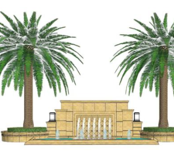 欧式水景墙喷泉设计SU模型下载_sketchup草图大师SKP模型