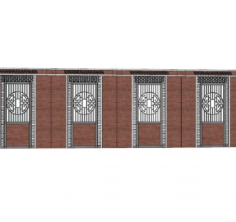 现代中式花窗景墙SU模型下载_sketchup草图大师SKP模型