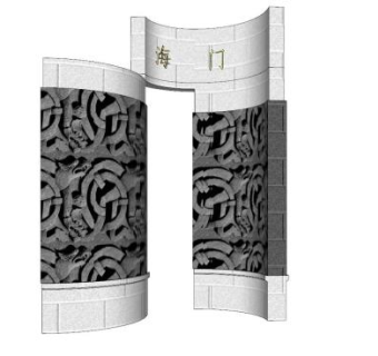 海门景墙景观SU模型下载_sketchup草图大师SKP模型