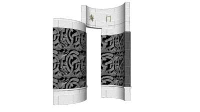 海门景墙景观SU模型下载_sketchup草图大师SKP模型