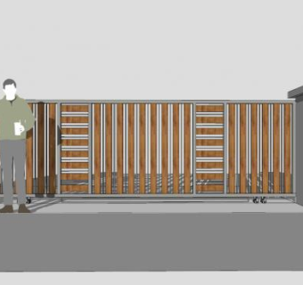 现代木条景墙SU模型下载_sketchup草图大师SKP模型