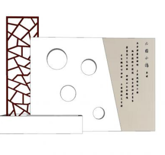 新中式园林景墙SU模型下载_sketchup草图大师SKP模型