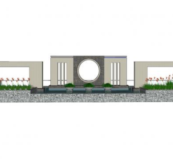 新中式简约景观墙sketchup模型下载_sketchup草图大师SKP模型