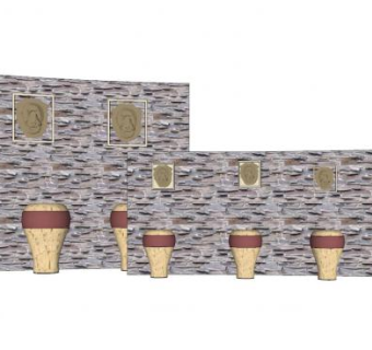 现代水缸景墙石墙SU模型下载_sketchup草图大师SKP模型