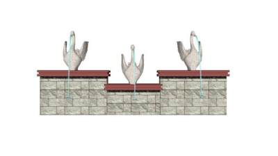 天鹅雕塑流水景墙SU模型下载_sketchup草图大师SKP模型