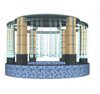 圆形水幕墙设计SU模型下载_sketchup草图大师SKP模型