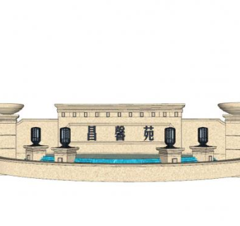 昌馨苑欧式景墙SU模型下载_sketchup草图大师SKP模型