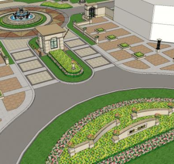 迎宾城景墙入口SU模型下载_sketchup草图大师SKP模型