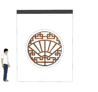 新中式花窗扇形景墙SU模型下载_sketchup草图大师SKP模型
