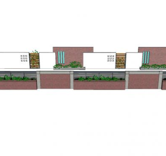 现代花圃景观墙SU模型下载_sketchup草图大师SKP模型