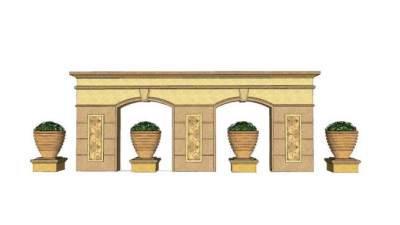 欧式花钵装饰景墙设计SU模型下载_sketchup草图大师SKP模型