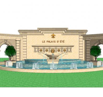 欧式新古典景墙设计SU模型下载_sketchup草图大师SKP模型