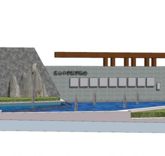 汤山中学景墙设计SU模型下载_sketchup草图大师SKP模型