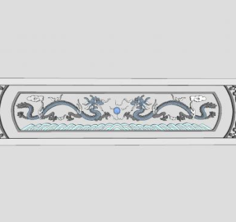 中式龙形浮雕景观墙SU模型下载_sketchup草图大师SKP模型