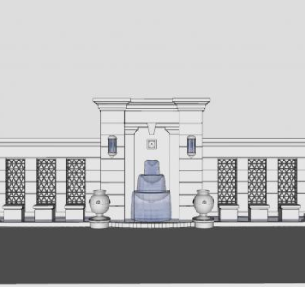 欧式白色景墙设计SU模型下载_sketchup草图大师SKP模型