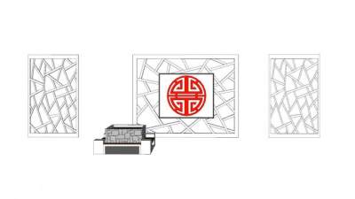 新中式现代花窗景墙SU模型下载_sketchup草图大师SKP模型