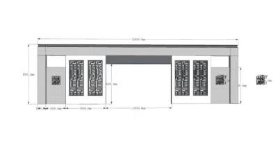 新中式长型花窗景墙SU模型下载_sketchup草图大师SKP模型