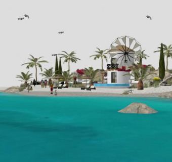 现代滨水景观建筑SU模型下载_sketchup草图大师SKP模型