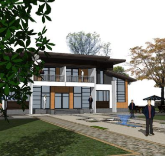 仿古住宅别墅区su模型下载_sketchup草图大师SKP模型