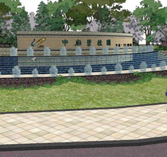 欧式景墙落水水景su模型下载_sketchup草图大师SKP模型