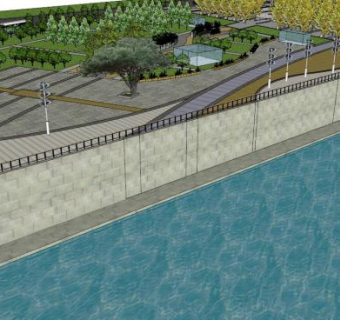 滨江景观su模型下载_sketchup草图大师SKP模型