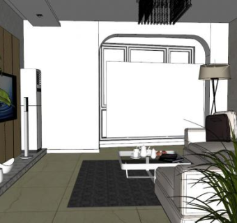 客厅室内设计su模型下载_sketchup草图大师SKP模型