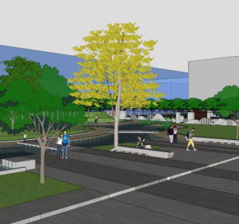 办公空间花园区景观SU模型下载_sketchup草图大师SKP模型