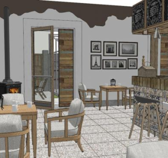 大学咖啡厅设计su模型下载_sketchup草图大师SKP模型