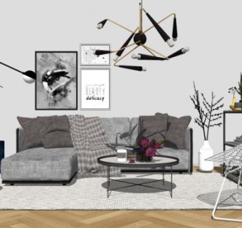 北欧风格桌椅su模型下载_sketchup草图大师SKP模型