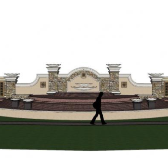 欧式轻奢景观墙SU模型下载_sketchup草图大师SKP模型