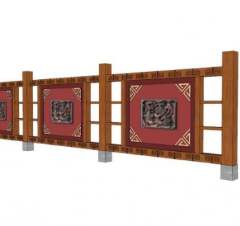 中式元素景观墙SU模型下载_sketchup草图大师SKP模型