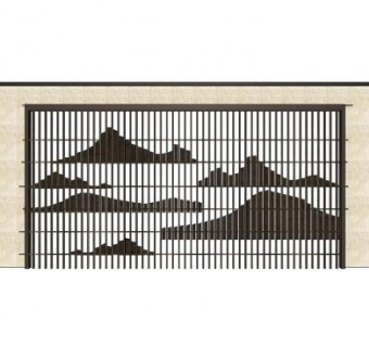 新中式山景漏窗景墙SU模型下载_sketchup草图大师SKP模型