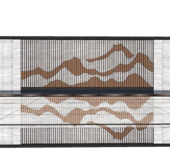 新中式水池景墙景观SU模型下载_sketchup草图大师SKP模型
