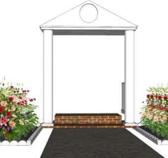 欧式花园景墙门SU模型下载_sketchup草图大师SKP模型