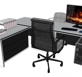 职员办公桌su模型下载_sketchup草图大师SKP模型