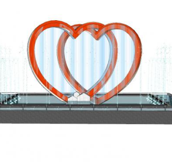 爱心喷泉小品SU模型下载_sketchup草图大师SKP模型