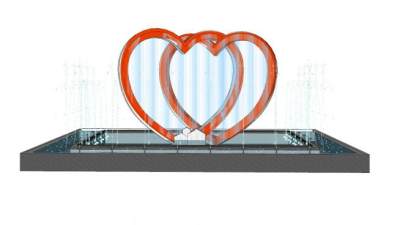 爱心喷泉小品SU模型下载_sketchup草图大师SKP模型